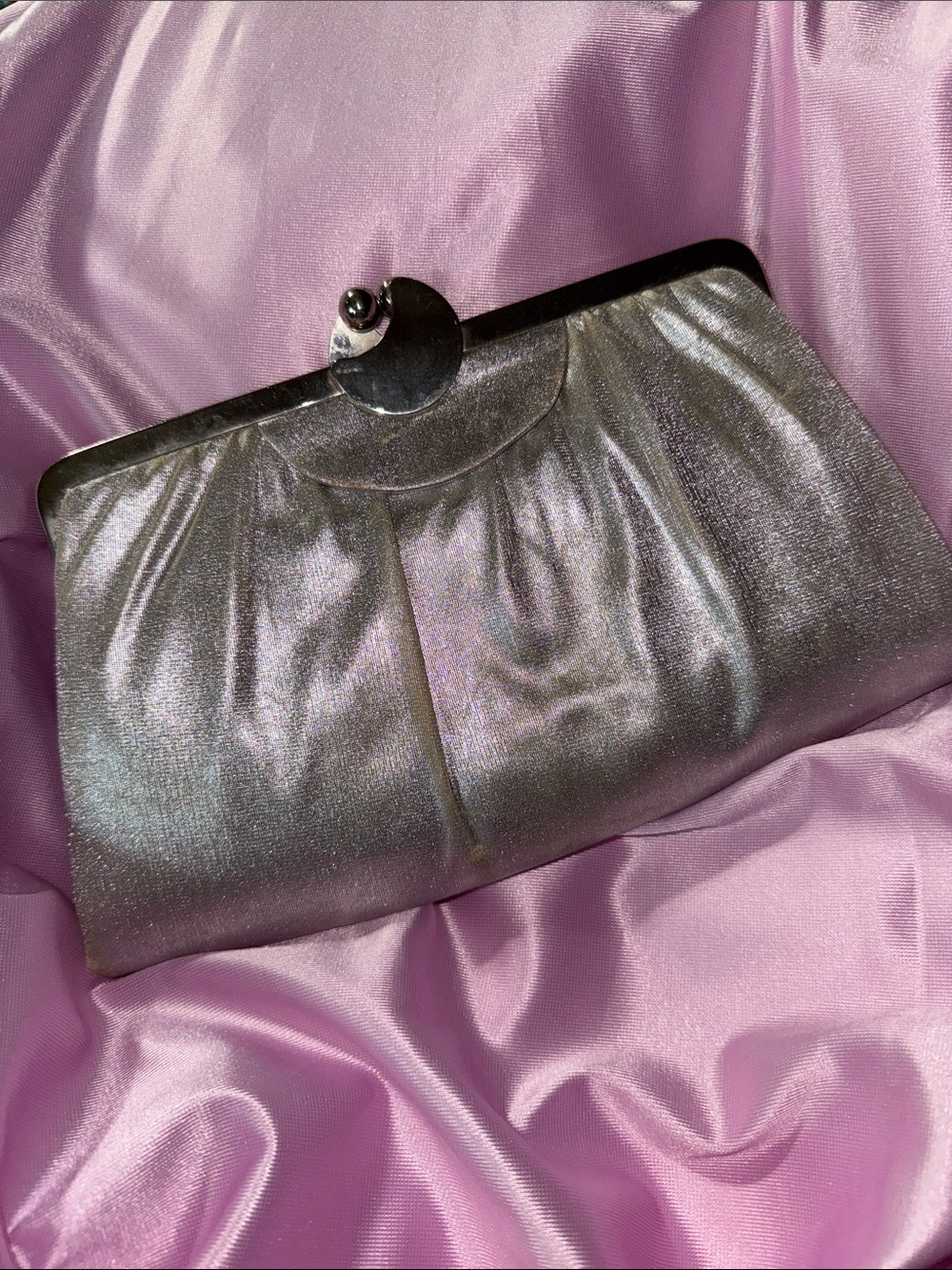 Vintage HL USA Silver mid century clutch Harry Levine